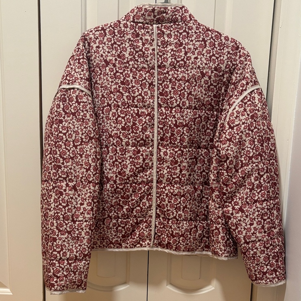 Floral Red Jacket with White Accents - Picture 3 of 5
